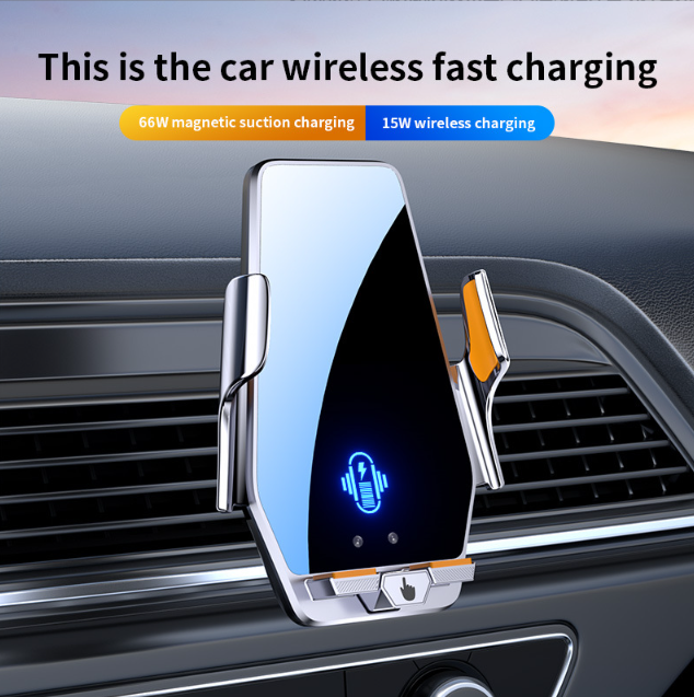 Car Charger Holder 15W Wireless Charging Air Vent  Mount with PC+ABS Material Mobile Holder Adjustable Height & Durable Design