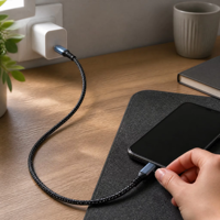 Kabel USB C ke USB C 60W, Transfer Data 480Mbps, Tipe C Male to Male, Kabel Pengisian Cepat Berbahan Nilon Kepang untuk Laptop dan Ponsel, 1m 2m