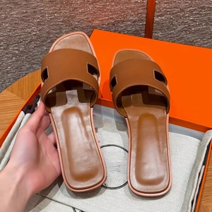 Flat Leather Anti-Slip Cushioning Wear-resistant Slide Sandals H-shaped Open Toe Designer for for Women Walking <b>Shoes</b> - Product Image 3