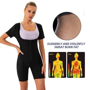 Sauna Full Body Taille Trainer Sweatpak Met Korte Mouwen Full Body Shaper Sauna Pak Voor Dames