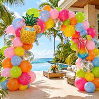 Set Balon dengan Balon Daun Palem dan Balon Foil Nanas untuk Pesta Kolam Renang Luau Hawaii Perlengkapan Ulang Tahun Musim Panas