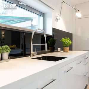 Losa de superficie sólida blanca y dorada de Calacatta Artificial, encimera de cocina, piedra de superficie sólida prefabricada, venta al por mayor con fregadero de venas, <span class=keywords><strong>precio</strong></span> - Product Image 4