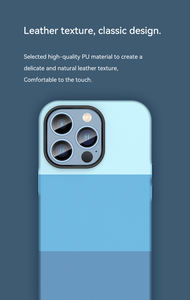 <span class=keywords><strong>Coque</strong></span> de téléphone en cuir PU à coutures tricolores, couverture arrière antichoc pour téléphone 14/14 Plus/14 Pro/14 Pro Max - Product Image 5