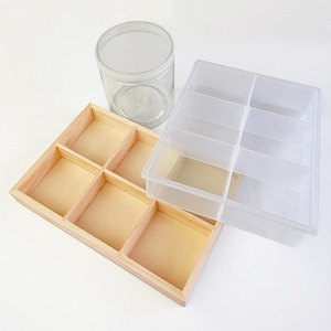 DIY material storage <b>boxes</b>, solid wood <b>boxes</b> with categorized dustproof grids, transparent <b>plastic</b> accessory <b>boxes</b>, and mosaic - Product Image 3