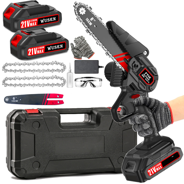 6 Inch Battery-powered Portable Rechargeable Mini Battery Powered Power Chainsaw Lithium Battery Cordless Chain Saw Machine