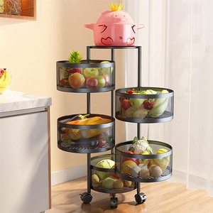 Estante de cocina giratorio multicapa, cesta giratoria de almacenamiento de frutas, soporte móvil para aperitivos y verduras, estante para el hogar - Product Image 2