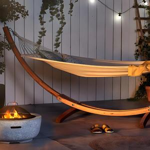 Hamaca de Lona con Estructura de Madera y Acero para Exteriores, para Patio, Balcón, Jardín, Columpio Individual - Product Image 2