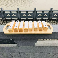 Orff Percussion Instrument, Kids Educational 8-Tone Metal Chime Blocks with Wooden Base, Musical Glockenspiel