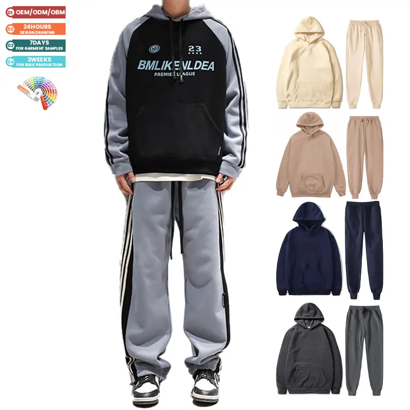 Chất Lượng Cao Tùy Chỉnh Thể Thao Phòng Tập Thể Dục Lông Cừu Jogger Set Hoodies Và Mồ Hôi Quần Người Đàn Ông Tracksuit Set