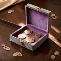Boîte de présentation de pièces de monnaie en velours de luxe - Boîtes rigides en matériaux recyclés écologiques - Emballage cadeau pour pièces de monnaie commémoratives