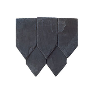 Tuile de toit en <span class=keywords><strong>ardoise</strong></span> naturelle noire de forme ronde, matériau en <span class=keywords><strong>ardoise</strong></span> rouillée, bord fendu, finition de surface flammée, résistant aux acides, extérieur de villa - Product Image 4