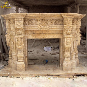 Escultura <span class=keywords><strong>de</strong></span> Mármol Tallada para Chimenea, <span class=keywords><strong>Chimeneas</strong></span> <span class=keywords><strong>de</strong></span> Estilo Inglés, Mármol Amarillo, Diseño Occidental Natural - Product Image 6