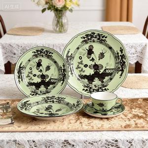 Retro Blue Floral Porcelain Tableware <b>Set</b> Vintage Flower Dinnerware Dessert Dinner Plates and Dishes <b>Sets</b> - Product Image 4