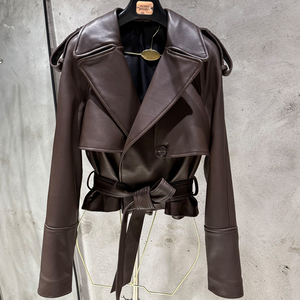 Chaquetas de Mujer Recién Llegadas, Chaqueta de Cuero de Oveja Genuino, Chaquetas de Cuero Granulado Vintage - Product Image 3