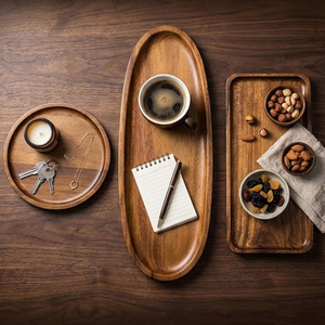Solid Wood <b>Serving</b> <b>Tray</b> Oval Shape Simple Style For Residential Use Handcrafted Wooden Platter - Product Image 1