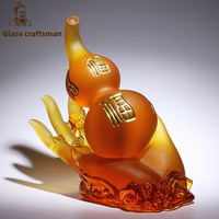 Artisanat en verre : Décoration Zen Gourde Main de Bouddha, style chinois moderne haut de gamme pour entrée de villa, entièrement fait main, coffret cadeau