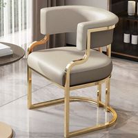 Fauteuil moderne de luxe en métal doré Mobilier de maison avec baignoire rembourrée et salle à manger en cuir pour café salon visiteur