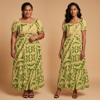 Robe Courte Femme Grande Taille Motif Tribal Polynésien Elei pour Plage d'Été, Sur Mesure, Commande en Gros, Tenue de Vacances Insulaires, Dropshipping