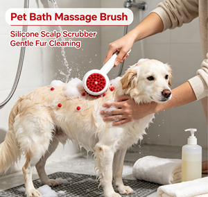 Brosse de toilettage pour animaux de compagnie en silicone, peigne de massage, gant anti-poils pour chats et chiens, outil de nettoyage pour le bain - Product Image 4