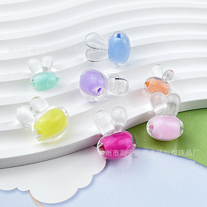 Perle en acrylique tête de lapin 12 mm, couleur transparente bonbon, fournitures de perlage pour bijoux DIY - Product Image 1