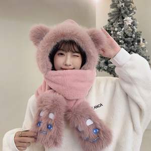 Caldo cappello invernale con pile e copricapo da donna, grazioso cappello invernale da donna piccolo mostro, Versatile cappello da donna - Product Image 3