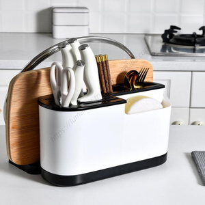 Support de Rangement de Cuisine Intégré Multifonctionnel CL482 en Gros avec Planche à Découper, Porte-Baguettes, Couvercle de Pot et Boîte à Couteaux - Product Image 3