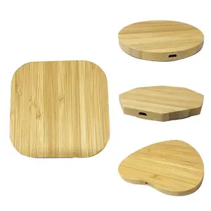 Cargador inalámbrico Qi portátil de madera de bambú para Samsung Galaxy y Iphone, productos de tendencias, novedad de 2022