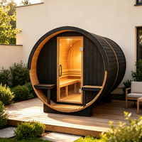 Cabine de sauna circulaire extérieure pour jardin et resort, 1800x2100mm, en bois de cèdre, de pruche et d'épicéa, grande cabine de sauna