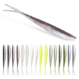 Lote de 10 señuelos de silicona de doble color con cola bifurcada de <span class=keywords><strong>2</strong></span>-4 pulgadas, de alta calidad OEM, para pesca de lubina y carpa en agua dulce y salada, con revestimiento de laca. - Product Image 1