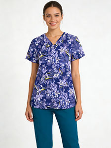 Ensemble de blouses médicales pour femmes, col en V, imprimé floral, uniforme médical pour hôpital/clinique, uniformes d'hôpital confortables - Product Image 3