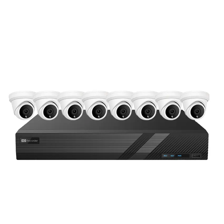 Atacado 8CH 4K Poe NVR Kit 8MP bala impermeável ao ar livre IP câmera 8T HDD CCTV sistema NVR Audio Record Video Surveillance Kit