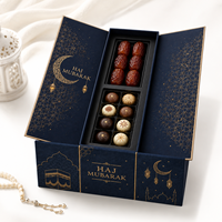 Boîte cadeau personnalisée haut de gamme de luxe avec broderie et doublure en éponge bronzée pour chocolats, parfums et cadeaux du Ramadan, idéale pour l'Aïd Moubarak