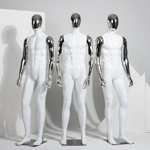 Tienda de moda Popular de lujo cromado cara y mano músculo masculino FRP maniquíes blancos maniquí de cuerpo completo para escaparate - Product Image 1