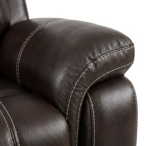 Juego de Muebles de Sala de Estar de Tres Piezas Ajustables Manualmente, Marca Frank Luxury, con Costuras en Contraste, Sofá Reclinable de Cuero Marrón Oscuro - Product Image 4