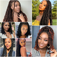 Cheveux Passion Twist Ondulés à l'Eau 18 Pouces, Longs et Bouclés, Tresses Synthétiques Spring Twist au Crochet pour Femmes Noires