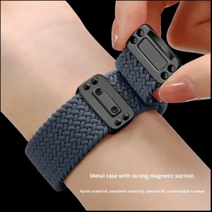Bracelet en nylon tressé avec boucle magnétique pour Apple Watch S9 45mm SE 44mm 41mm – Vente en gros usine - Product Image 4