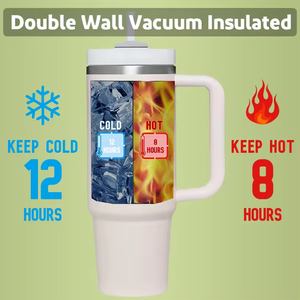 Gobelet isotherme en acier inoxydable de 40 oz, écologique, avec poignée et paille, maintien thermique de 6 à 12 heures, style américain, tasse de voyage - Product Image 3