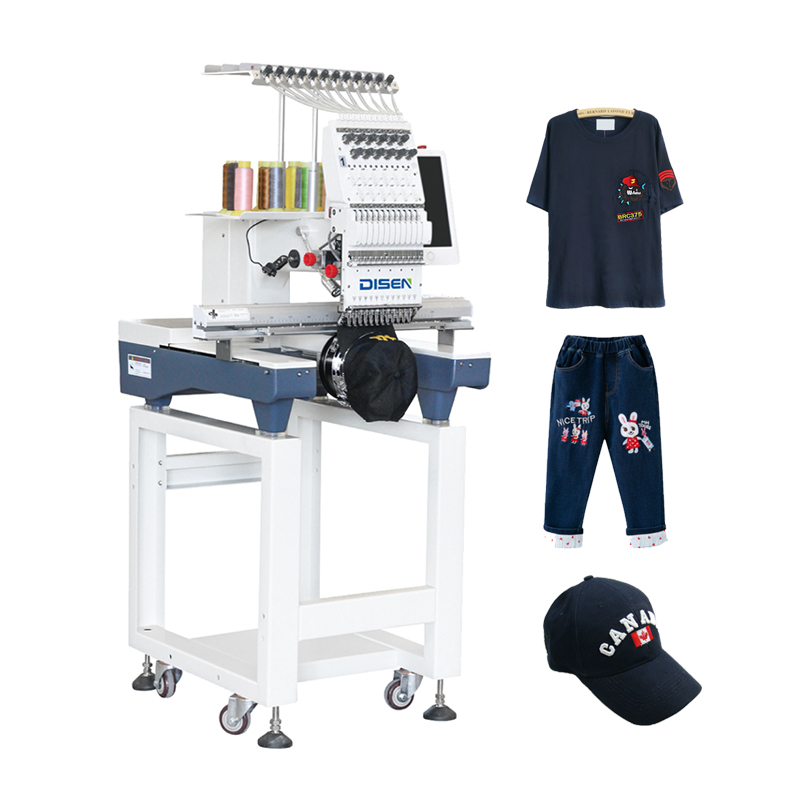 Découpe laser de tissu et mini tissu informatisé 1 aiguille sur porte en bois 1 tête machine à broder pour casquette et t-shirt