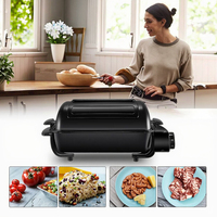 Grille électrique multifonctionnelle pour poisson, 1100W, sans fumée, revêtement antiadhésif PTFE, facile à nettoyer, pour usage domestique et hôtelier