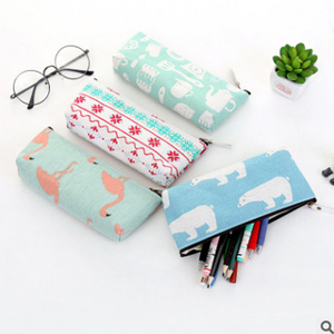 Sac à crayons en toile personnalisé en gros avec impression promotionnelle, motif de dessin animé, fermeture éclair, pour étudiants - Product Image 3