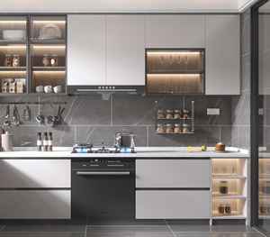 Armoires de cuisine de luxe avec conception personnalisée gratuite, évier haut de gamme et plan de travail en marbre, prix direct usine - Product Image 2