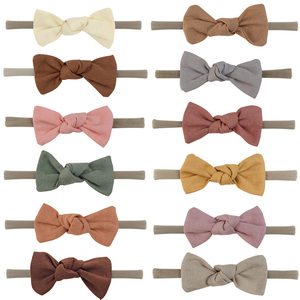 High Quality Nylon <strong>Headband</strong> <strong>Baby</strong> Girls Solid Color Linen Knot Tiny <strong>Baby</strong> Girl <strong>Headbands</strong> and Bows - Product Image 3