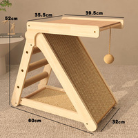 Pohon Garukan Kucing Kayu Solid Lipat Berlapis Sisal Desain Vertikal Sangat Tahan Lama Tidak Rontok Gaya Minimalis Cakar
