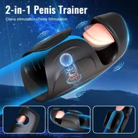 Masturbador Masculino 2 en 1, Vibrador de Entrenamiento de Pene, Simulador de Lamido de Lengua, Estimulador de Glándulas para Adultos