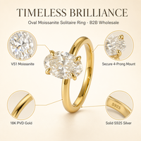 Bague de fiançailles solitaire en argent sterling 925 personnalisée avec moissanite taille ovale pour femme, bijoux de mariage, vente en gros OEM ODM