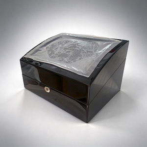 Boîte à remontoir automatique pour 10 montres avec logo personnalisé, fenêtre de visualisation en verre transparent, lumière LED, rotateur de montres pour montres mécaniques - Product Image 4