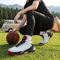 Chaussures de sport respirantes de marque, nouvelle conception personnalisée, chaussures de basket-ball à tige haute avec coussin d'air et semelle extérieure en caoutchouc