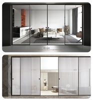 Puerta Corredera de Vidrio Tridimensional Automática Inteligente, Minimalista, con Sensor de Levitación Magnética para Sala de Estar