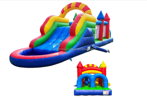 Toboggan aquatique gonflable commercial le plus vendu avec piscine et château gonflable combinés – Équipement de jeu aquatique extérieur et idéal pour les entreprises de location - Product Image 1