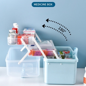Boîte de rangement portable pour médicaments à grande capacité, 3 étages, avec serrure, organiseur de premiers secours pour la maison, les voyages et les urgences - Product Image 5